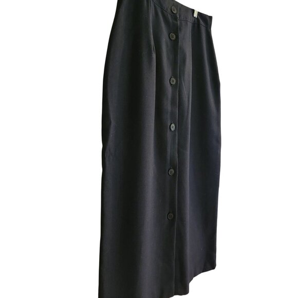 Vtg 90s Y2k  Black Pencil Skirt With Back Button & Side Pockets Womens Size 11 - Picture 2 of 10